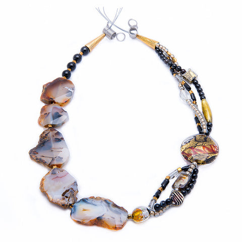 Alke - Black and White Agate Necklace