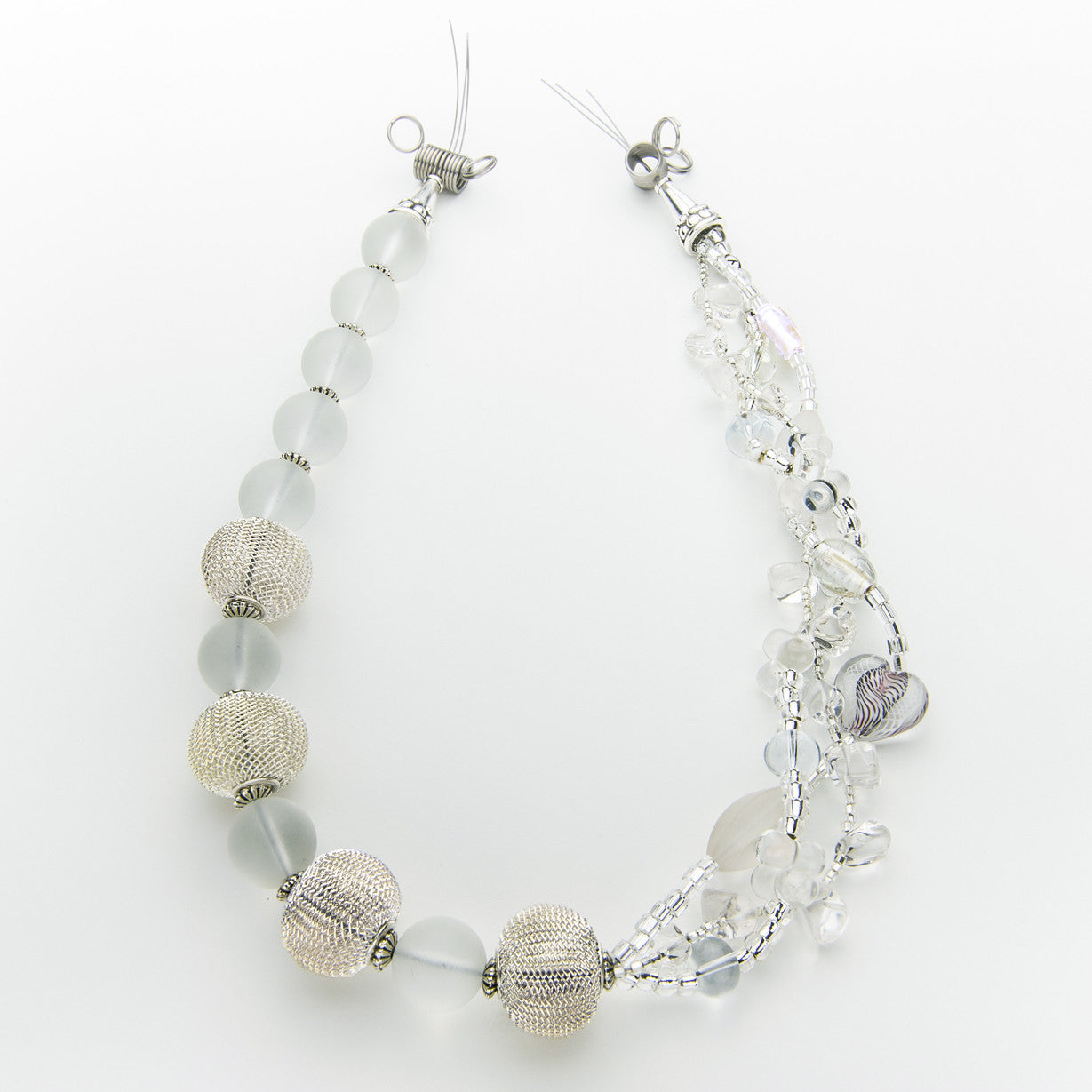 Hemera - Silver Mesh and Crystal Necklace