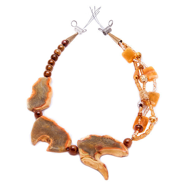 Turan - Orange Agate Necklace Full View